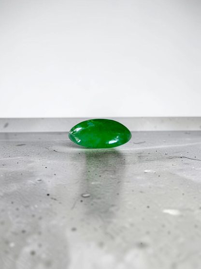 Certified MADE IN JAPAN 3.622 cts. Bright Intense Green Burmese A-Jadeite Oval Cabochon Loose Stone LS66