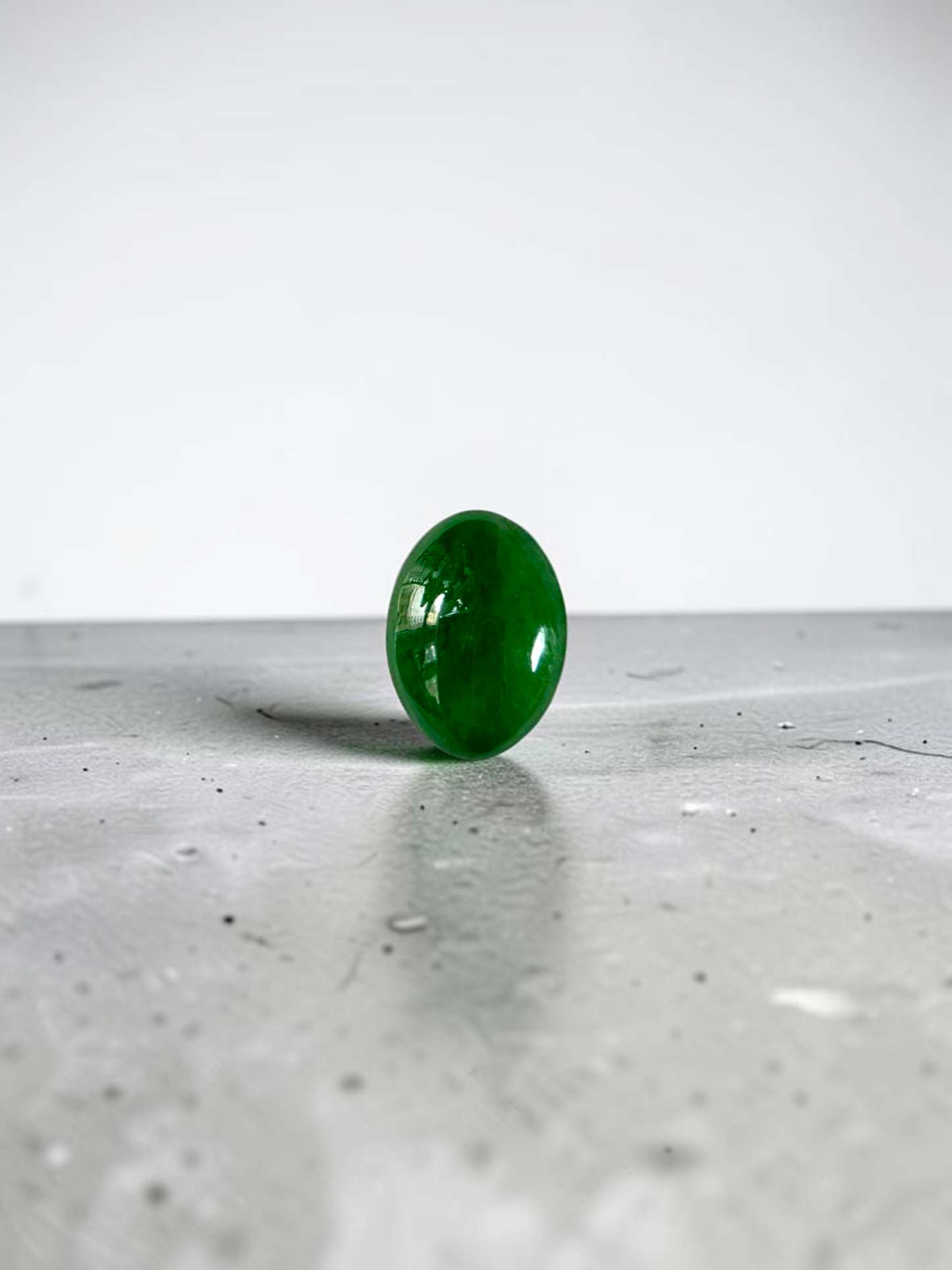 Certified MADE IN JAPAN 3.622 cts. Bright Intense Green Burmese A-Jadeite Oval Cabochon Loose Stone LS66