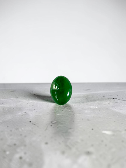 Certified MADE IN JAPAN 3.622 cts. Bright Intense Green Burmese A-Jadeite Oval Cabochon Loose Stone LS66