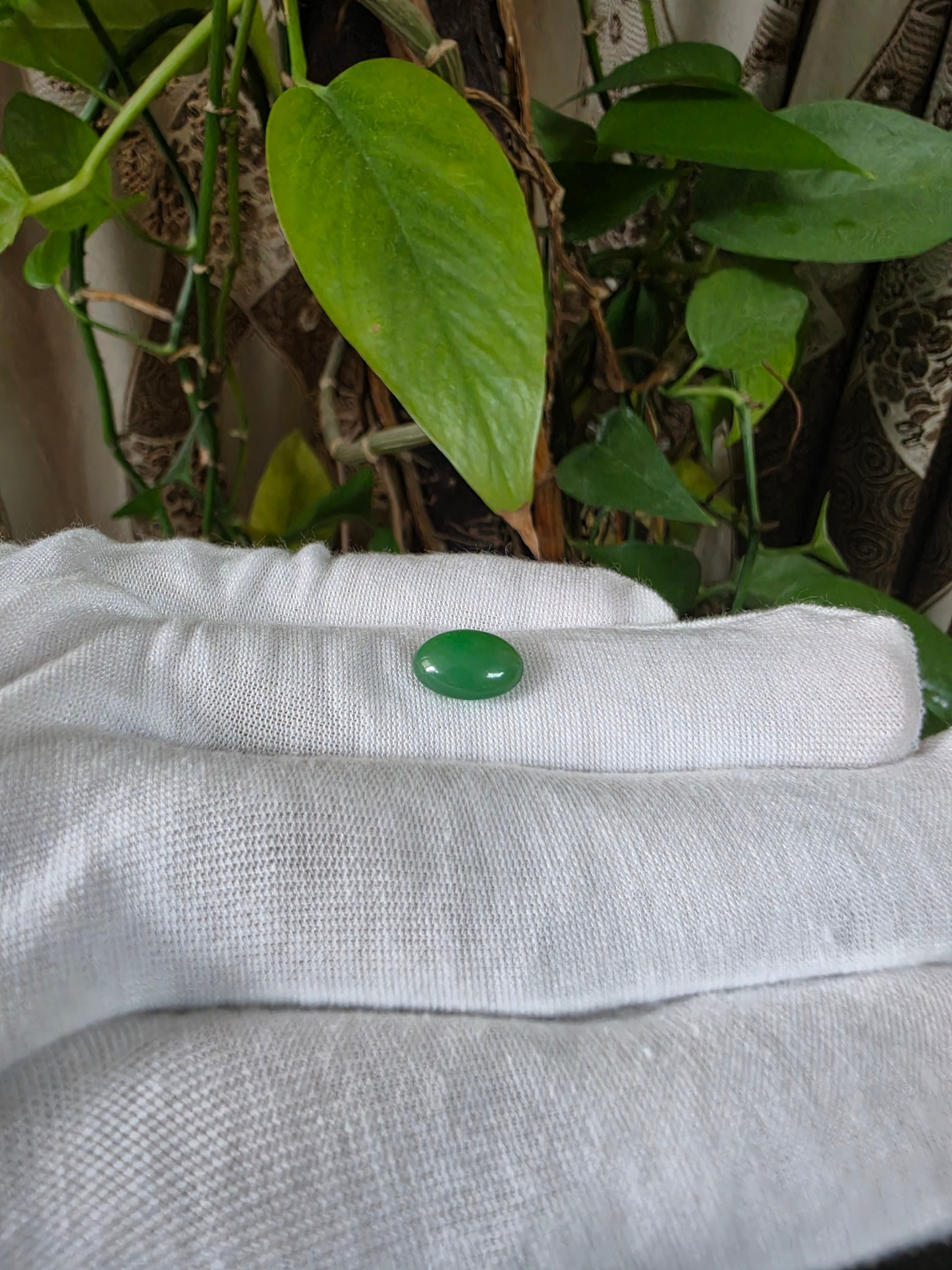 Certified MADE IN JAPAN 4.42 cts. Green Burmese A-Jadeite Oval Cabochon Loose Stone LS67