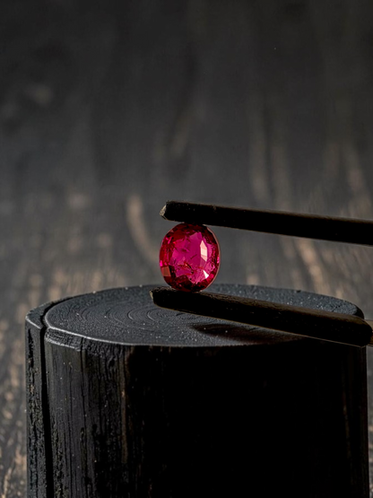 Certified 1.03 cts. No Heat Purplish Red Ruby (Mozambique) Oval Shaped Loose Stone LS70