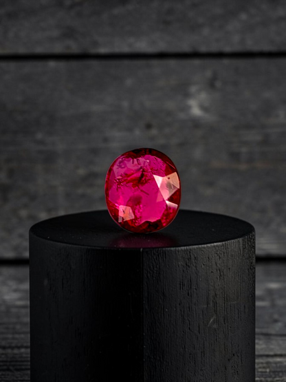Certified 1.03 cts. No Heat Purplish Red Ruby (Mozambique) Oval Shaped Loose Stone LS70