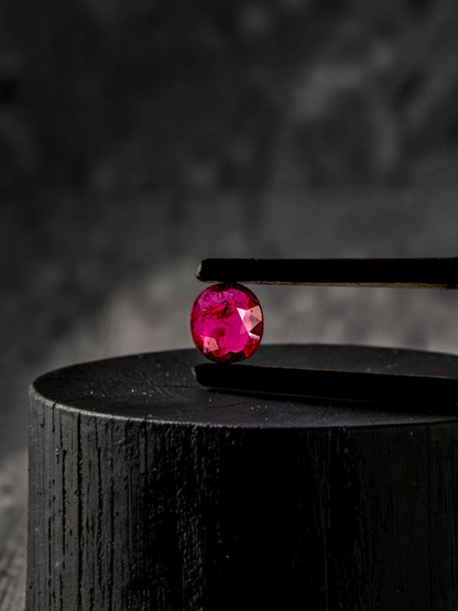 Certified 1.03 cts. No Heat Purplish Red Ruby (Mozambique) Oval Shaped Loose Stone LS70