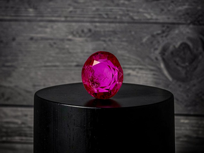 Certified 1.38 cts. No Heat Reddish Purple Ruby (Mozambique) Oval Shaped Loose Stone LS71