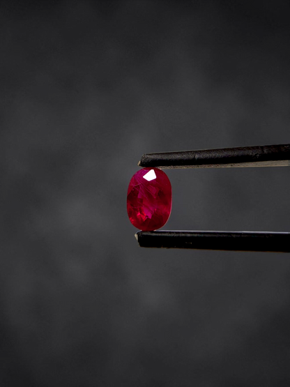 Certified 1.242 cts. Heated Purplish Red Ruby (Mozambique) Oval Shaped Loose Stone LS73