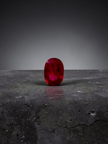 Certified 1.242 cts. Heated Purplish Red Ruby (Mozambique) Oval Shaped Loose Stone LS73