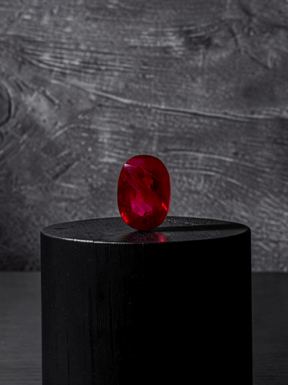 Certified 1.242 cts. Heated Purplish Red Ruby (Mozambique) Oval Shaped Loose Stone LS73