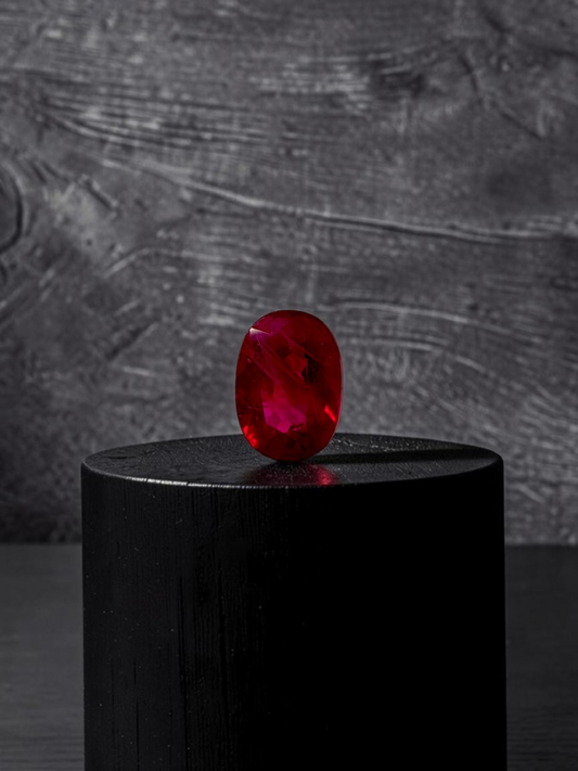 Certified 1.242 cts. Heated Purplish Red Ruby (Mozambique) Oval Shaped Loose Stone LS73