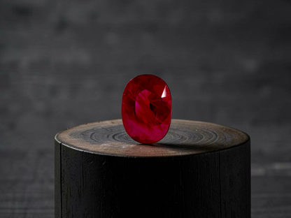 Certified 1.242 cts. Heated Purplish Red Ruby (Mozambique) Oval Shaped Loose Stone LS73