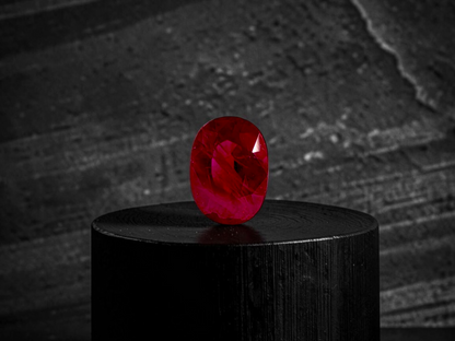 Certified 1.242 cts. Heated Purplish Red Ruby (Mozambique) Oval Shaped Loose Stone LS73