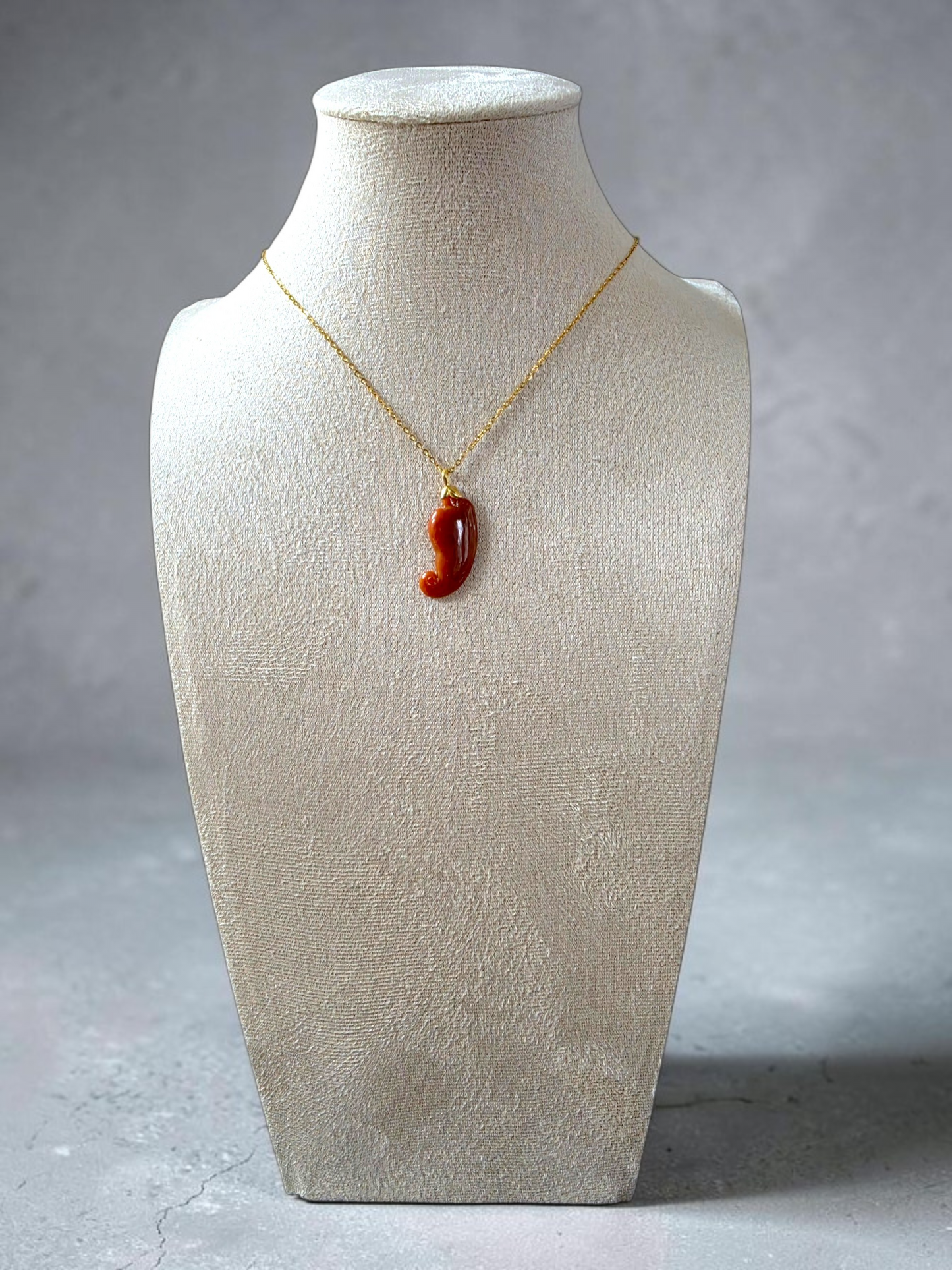 Chongqing Chili Burmese Red A-Jadeite Charm Pendant (with 18K Yellow Gold) - Certified