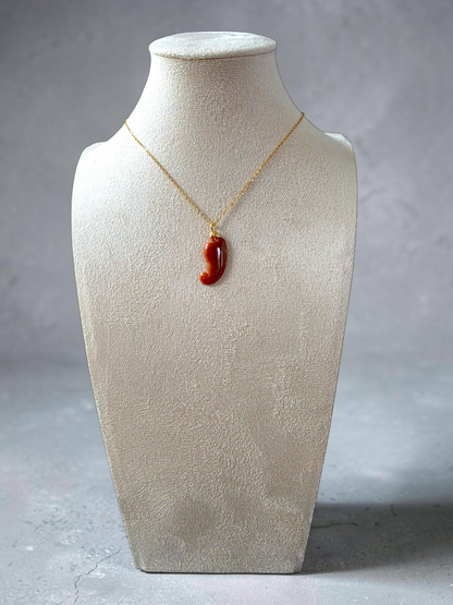 Chongqing Chili Burmese Red A-Jadeite Charm Pendant (with 18K Yellow Gold) - Certified