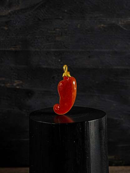 Chongqing Chili Burmese Red A-Jadeite Charm Pendant (with 18K Yellow Gold) - Certified