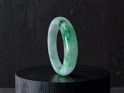 Certified Earth's (MADE IN JAPAN) Burmese Icy Green A-Jade Round Bangle Bracelet - 08842
