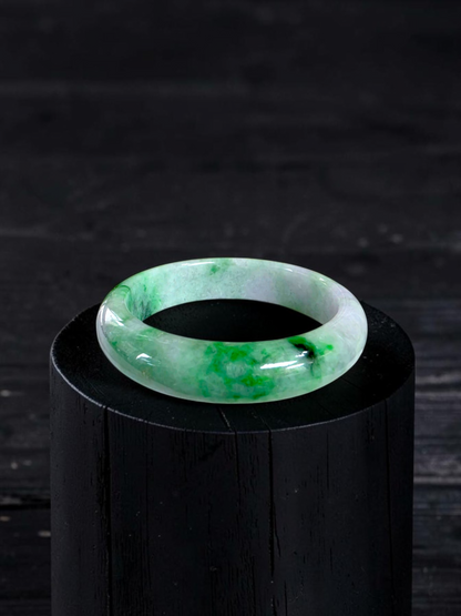 Certified Earth's (MADE IN JAPAN) Burmese Icy Green A-Jade Round Bangle Bracelet - 08842