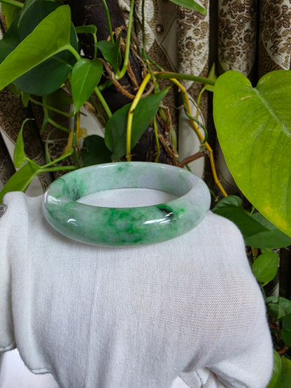 Certified Earth's (MADE IN JAPAN) Burmese Icy Green A-Jade Round Bangle Bracelet - 08842