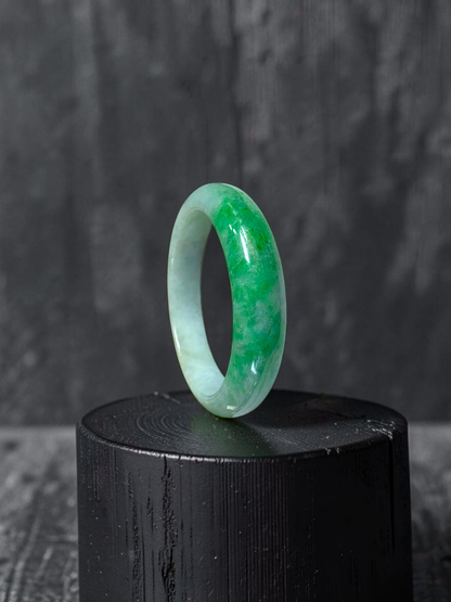 Certified Earth's (MADE IN JAPAN) Burmese Icy Imperial Green A-Jade Round Bangle Bracelet - 08843