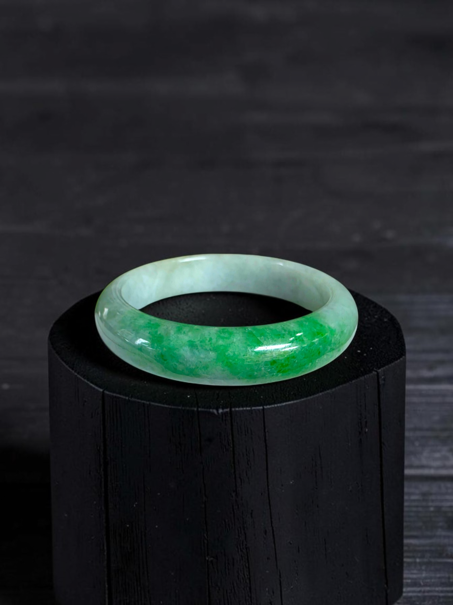Certified Earth's (MADE IN JAPAN) Burmese Icy Imperial Green A-Jade Round Bangle Bracelet - 08843