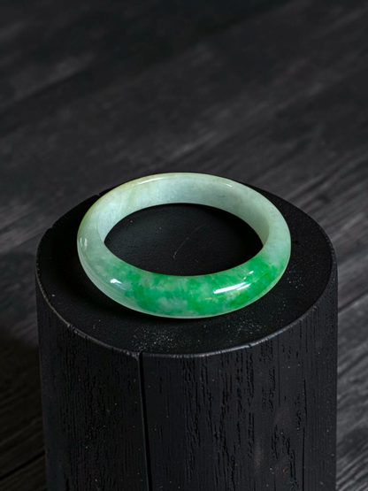 Certified Earth's (MADE IN JAPAN) Burmese Icy Imperial Green A-Jade Round Bangle Bracelet - 08843