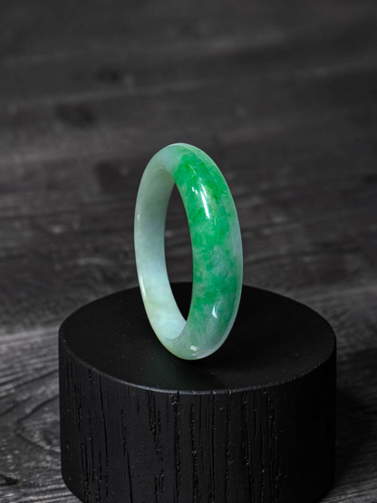 Certified Earth's (MADE IN JAPAN) Burmese Icy Imperial Green A-Jade Round Bangle Bracelet - 08843