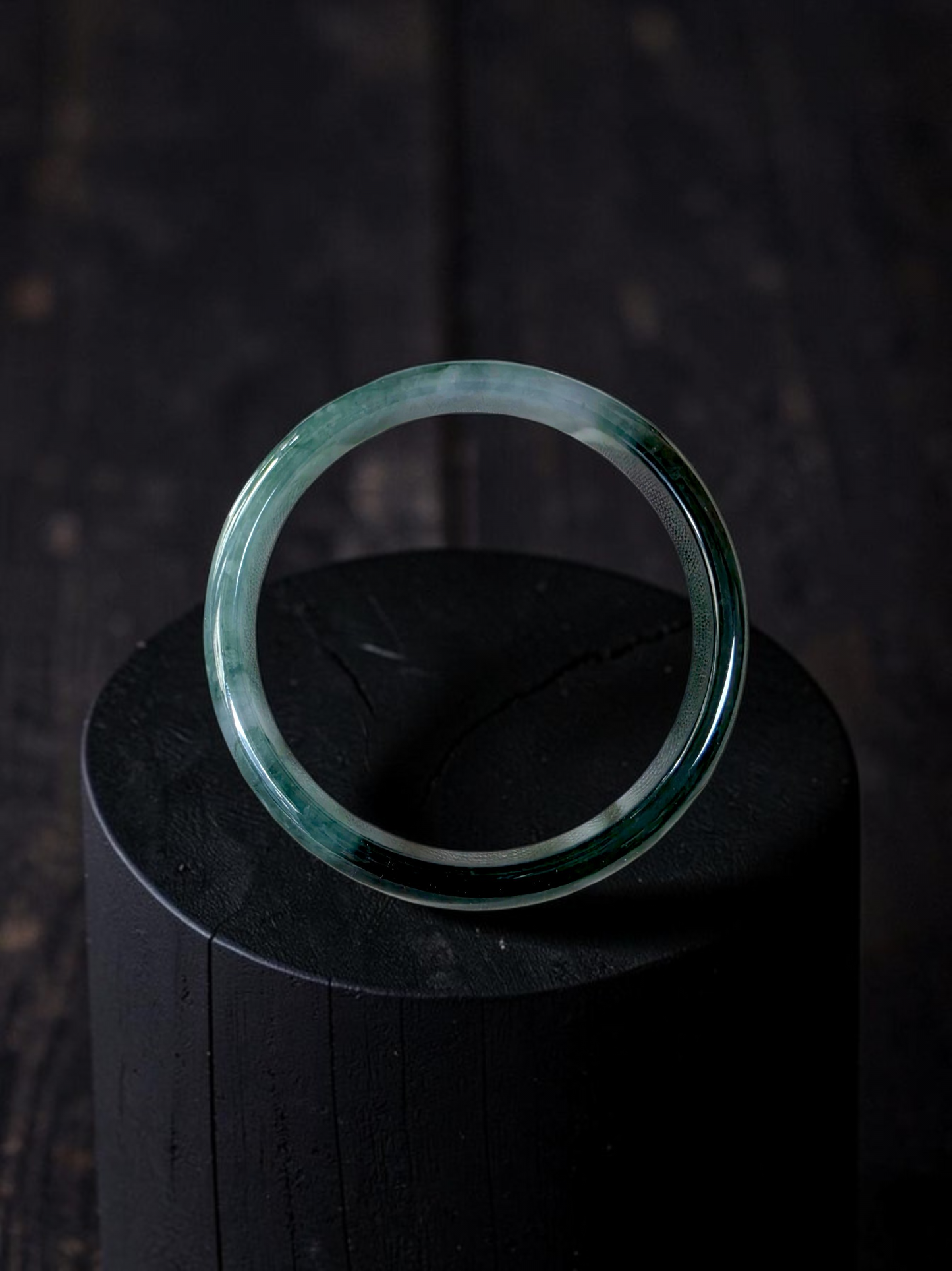 Certified Earth's (MADE IN JAPAN) Burmese Icy Deep Forest Green A-Jade Round Bangle Bracelet - 08844