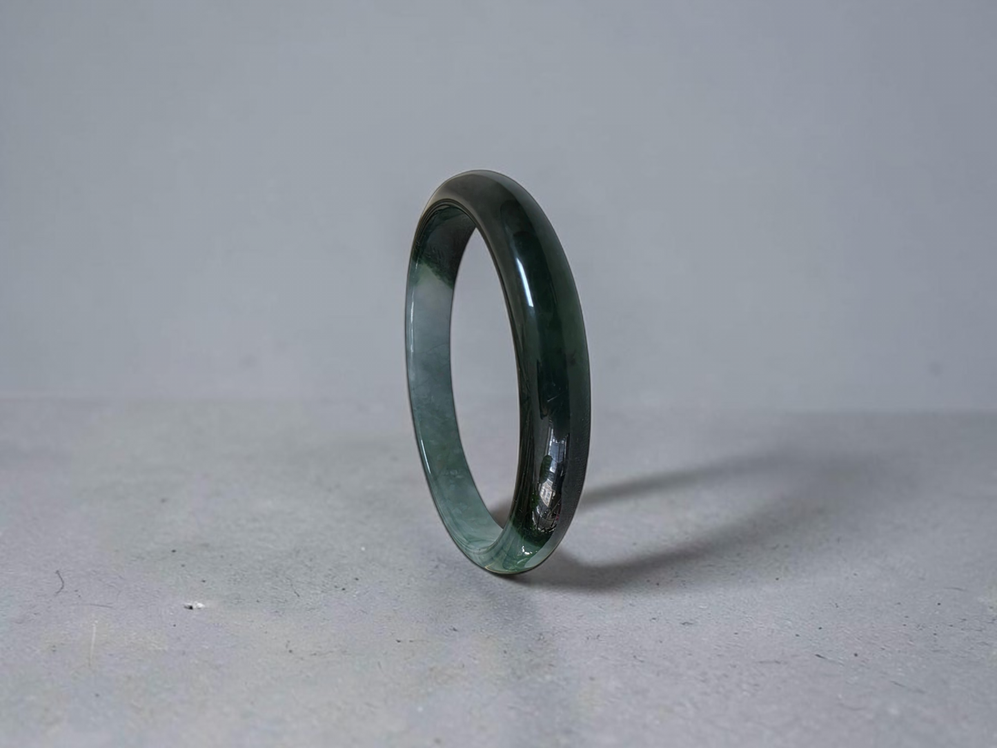 Certified Earth's (MADE IN JAPAN) Burmese Icy Deep Forest Green A-Jade Round Bangle Bracelet - 08844