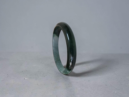 Certified Earth's (MADE IN JAPAN) Burmese Icy Deep Forest Green A-Jade Round Bangle Bracelet - 08844
