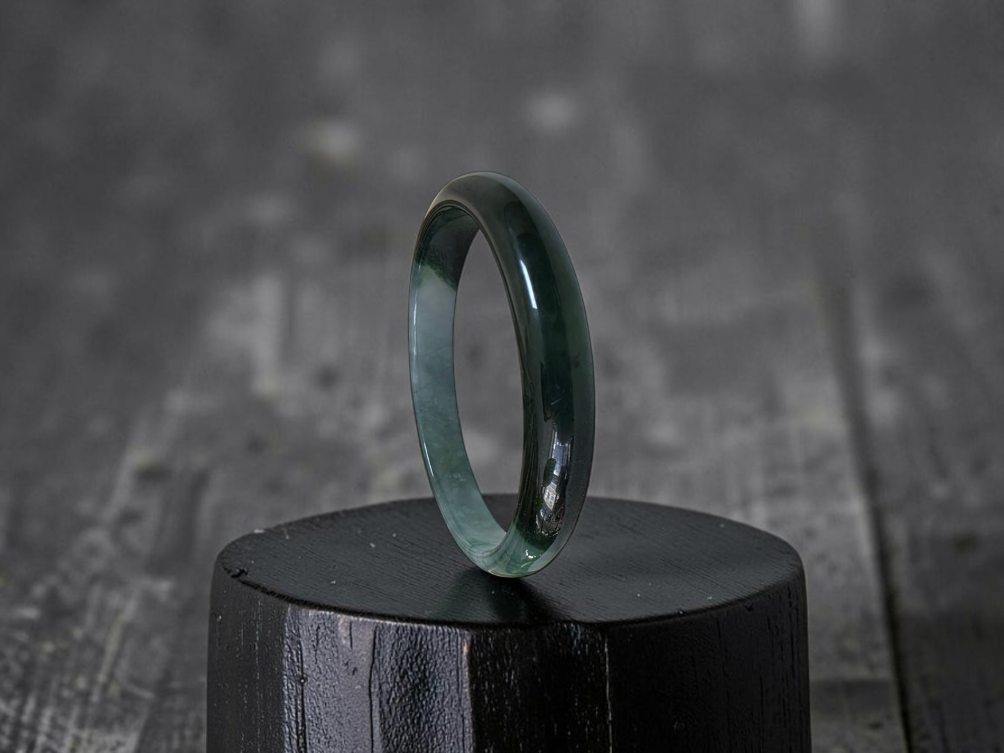 Certified Earth's (MADE IN JAPAN) Burmese Icy Deep Forest Green A-Jade Round Bangle Bracelet - 08844