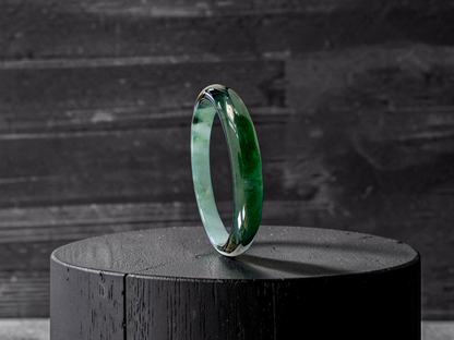 Certified Earth's (MADE IN JAPAN) Burmese Icy Deep Forest Green A-Jade Round Bangle Bracelet - 08844