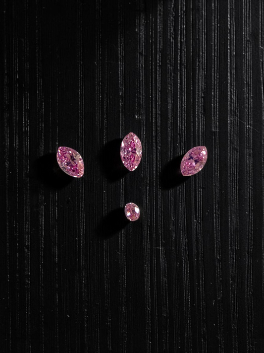 GIA Certified 0.382 cts. Natural Fancy Vivid Purplish Pink VVS2-SI1 Diamond Set Loose Stones Jewelry Set JS007
