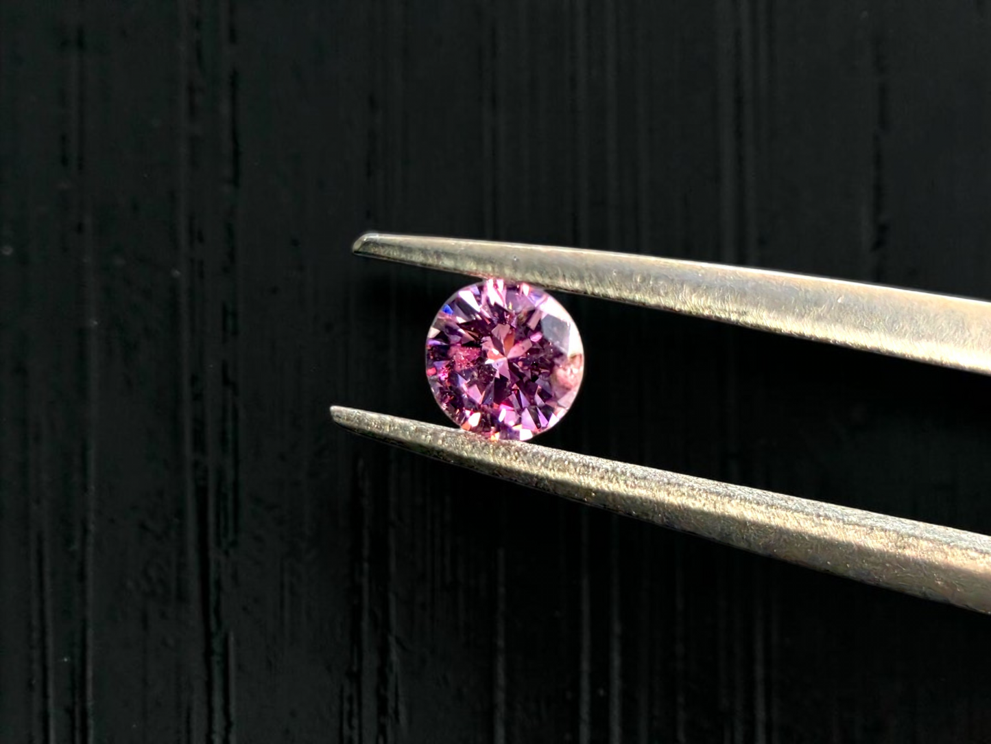 CGL Certified Natural 0.098 cts. Fancy Intense Purplish Pink I1 Round Brilliant Diamond Loose Stone - LS78