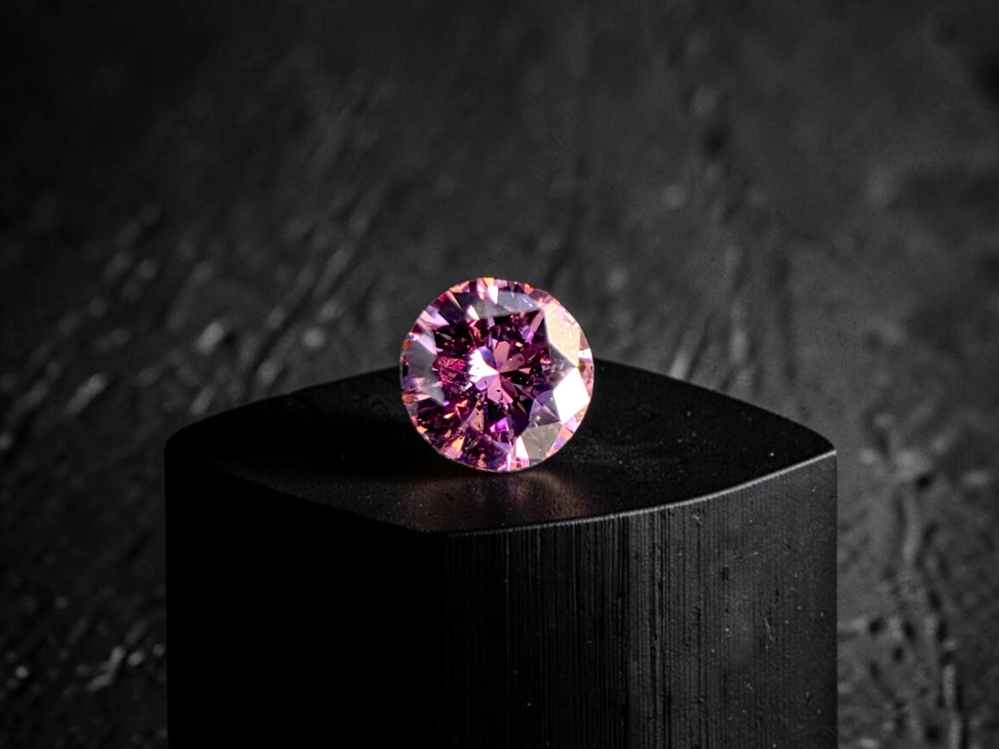CGL Certified Natural 0.098 cts. Fancy Intense Purplish Pink I1 Round Brilliant Diamond Loose Stone - LS78