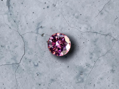 CGL Certified Natural 0.098 cts. Fancy Intense Purplish Pink I1 Round Brilliant Diamond Loose Stone - LS78