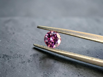 CGL Certified Natural 0.098 cts. Fancy Intense Purplish Pink I1 Round Brilliant Diamond Loose Stone - LS78