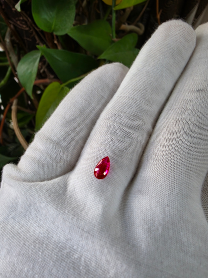 GIA Certified 1.00 cts. No Heat Vivid Red Ruby (Mozambique) Pear Shaped Loose Stone LS80