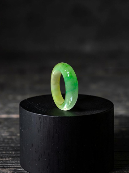 Master's Burmese Green A-Jadeite Infinity Band Ring Size US 7.5 - 09027 - Certified