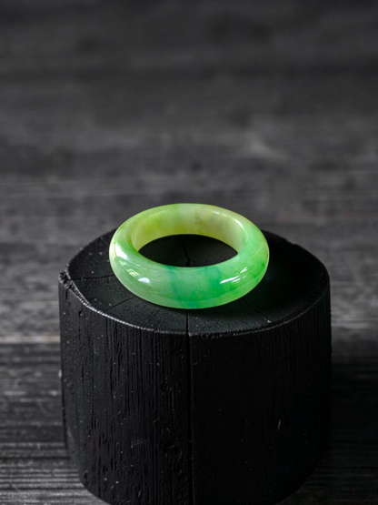 Master's Burmese Green A-Jadeite Infinity Band Ring Size US 7.5 - 09027 - Certified