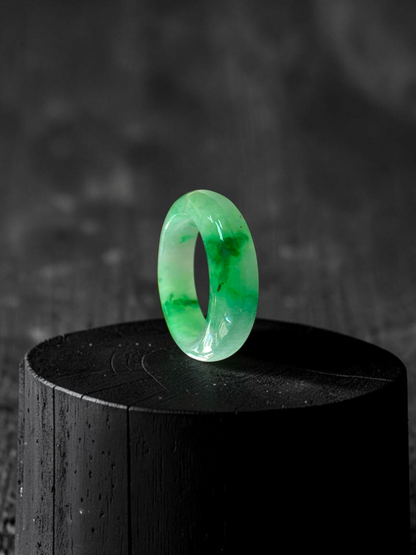 Master's Burmese Icy Green A-Jadeite Infinity Band Ring Size US 7.5 - 09028 - Certified