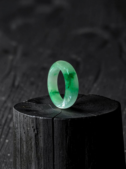 Master's Burmese Icy Green A-Jadeite Infinity Band Ring Size US 7.5 - 09028 - Certified