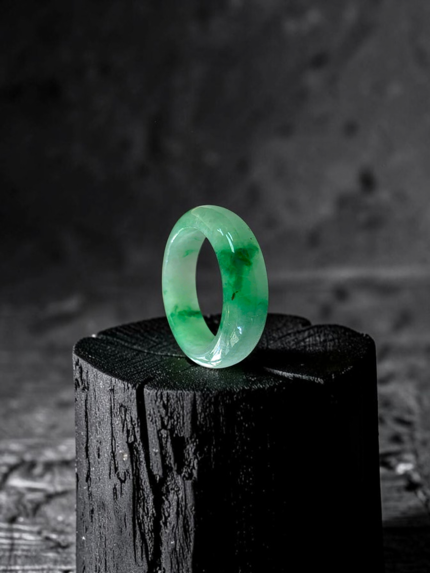 Master's Burmese Icy Green A-Jadeite Infinity Band Ring Size US 7.5 - 09028 - Certified