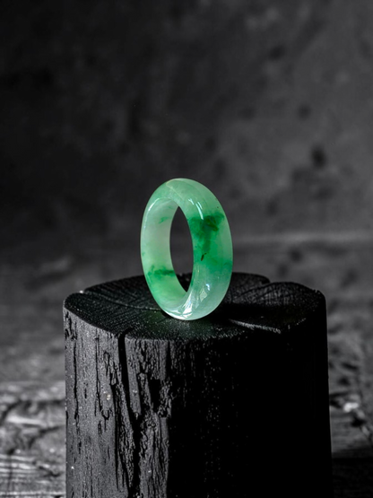 Master's Burmese Icy Green A-Jadeite Infinity Band Ring Size US 7.5 - 09028 - Certified