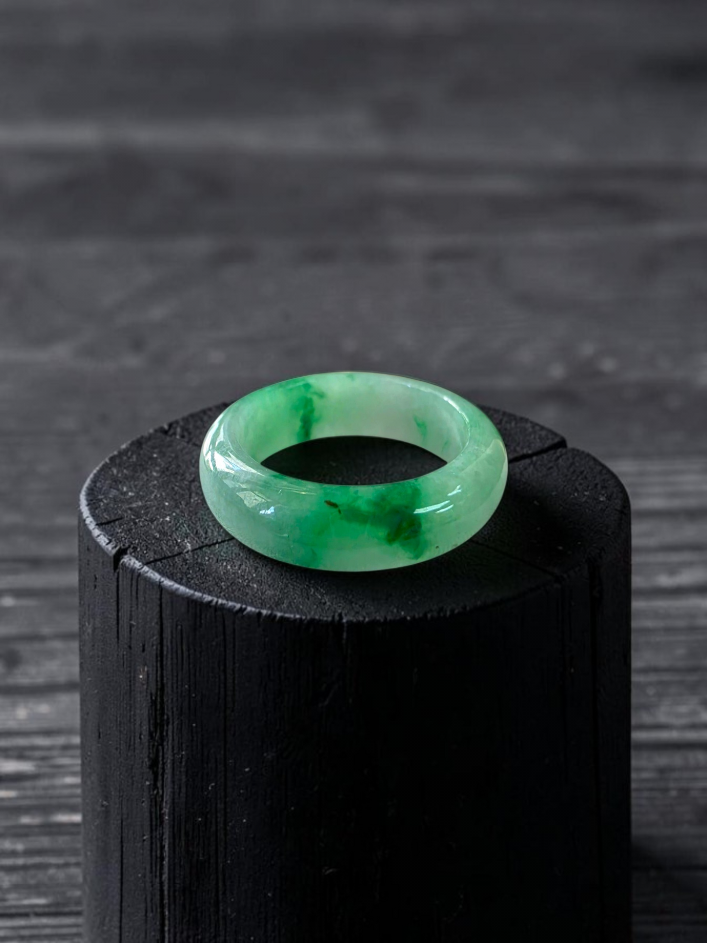 Master's Burmese Icy Green A-Jadeite Infinity Band Ring Size US 7.5 - 09028 - Certified