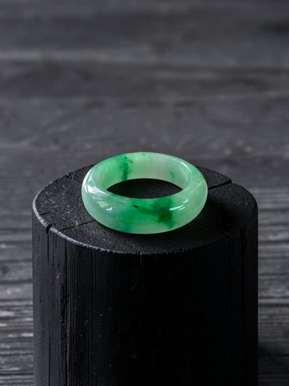 Master's Burmese Icy Green A-Jadeite Infinity Band Ring Size US 7.5 - 09028 - Certified