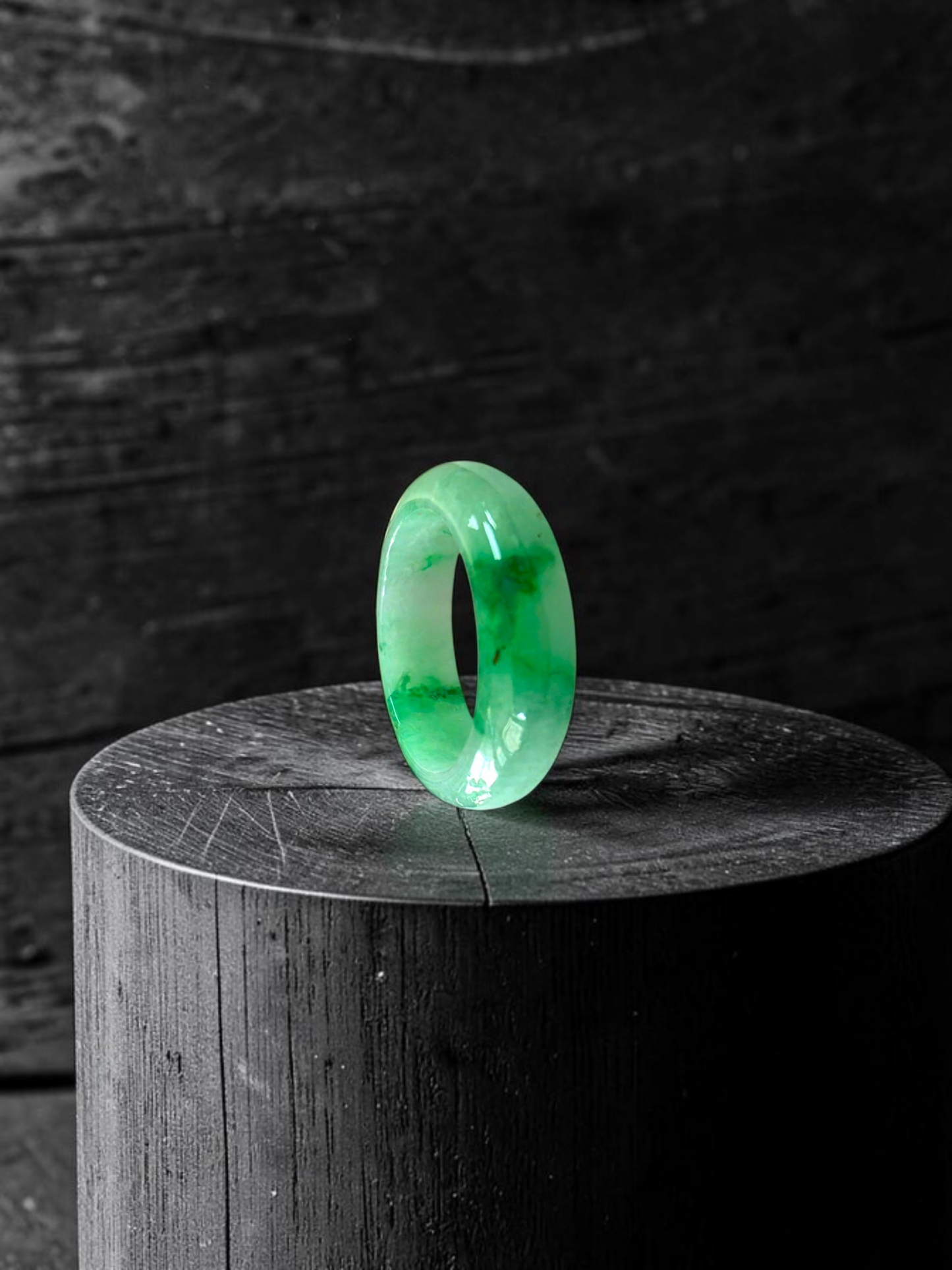Master's Burmese Icy Green A-Jadeite Infinity Band Ring Size US 7.5 - 09028 - Certified