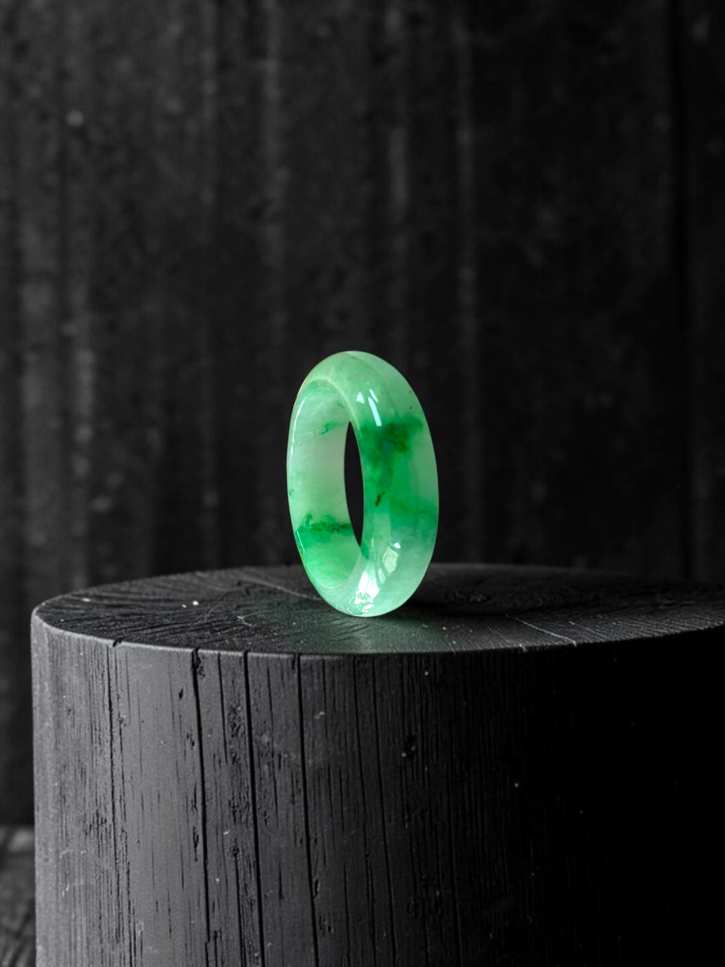 Master's Burmese Icy Green A-Jadeite Infinity Band Ring Size US 7.5 - 09028 - Certified