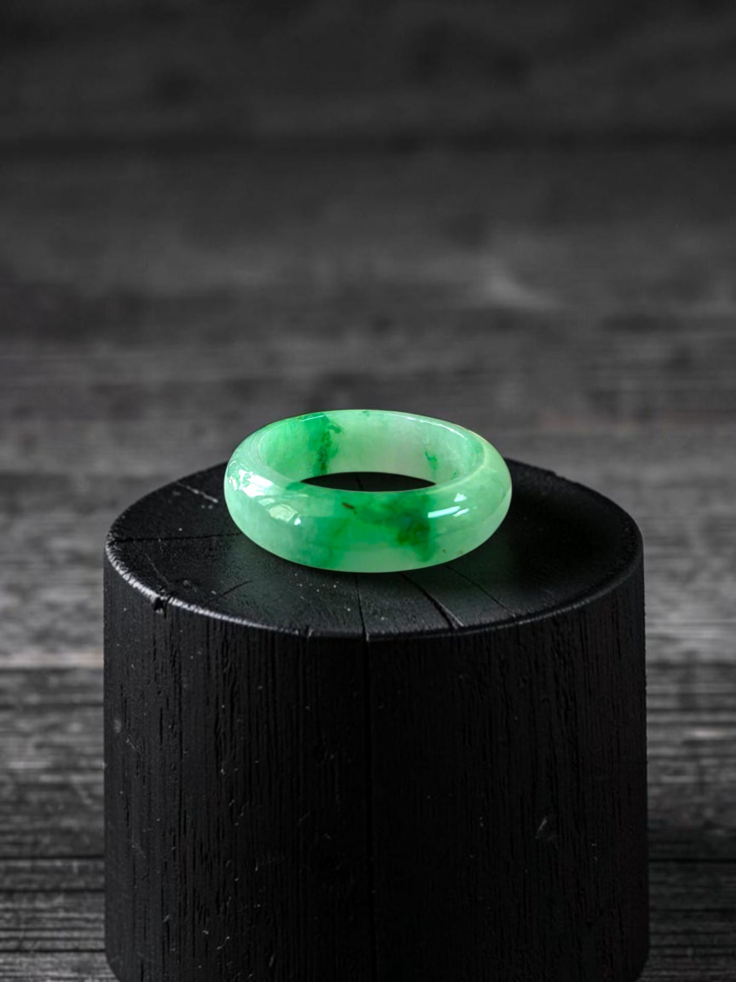 Master's Burmese Icy Green A-Jadeite Infinity Band Ring Size US 7.5 - 09028 - Certified