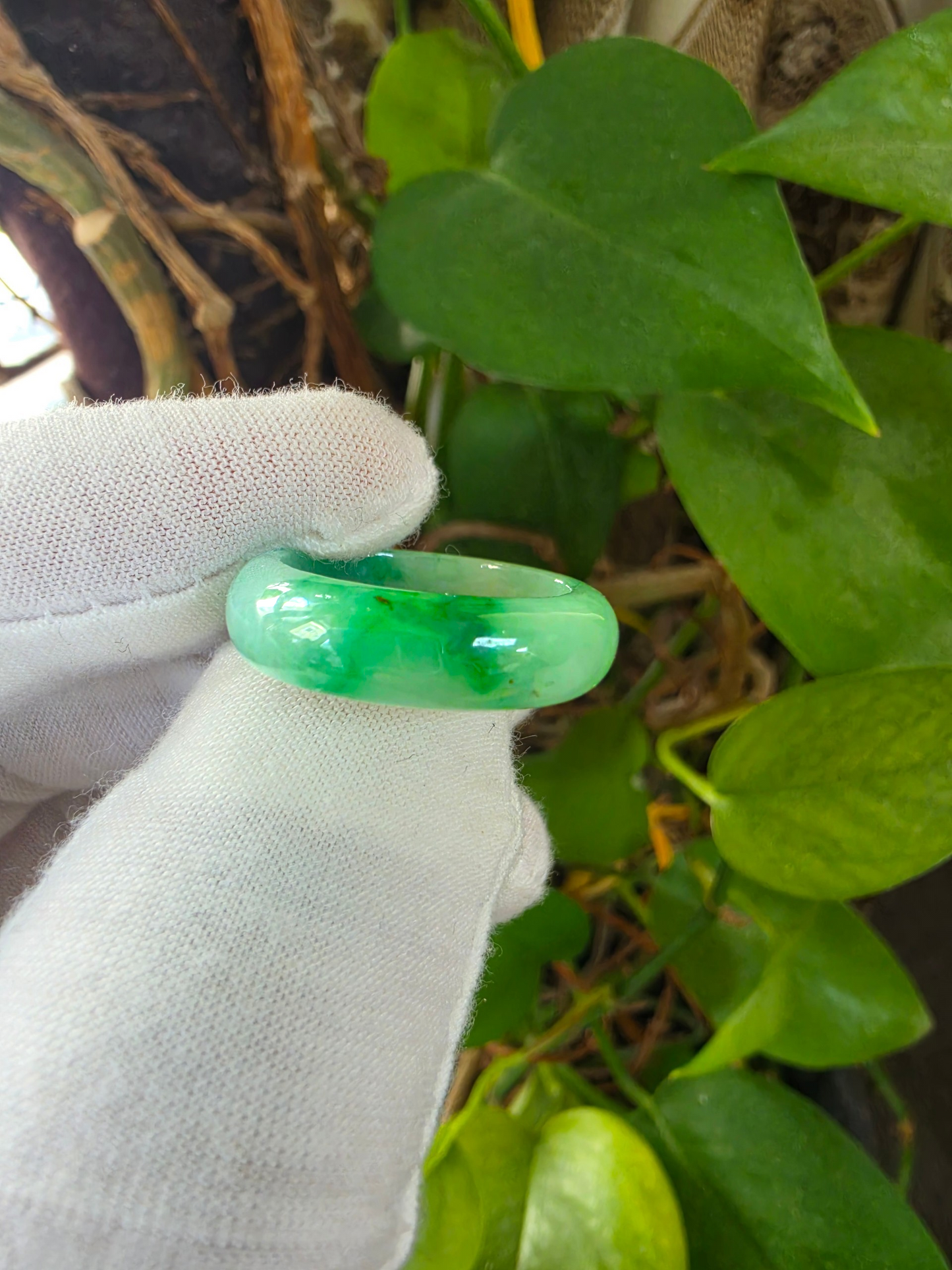 Master's Burmese Icy Green A-Jadeite Infinity Band Ring Size US 7.5 - 09028 - Certified