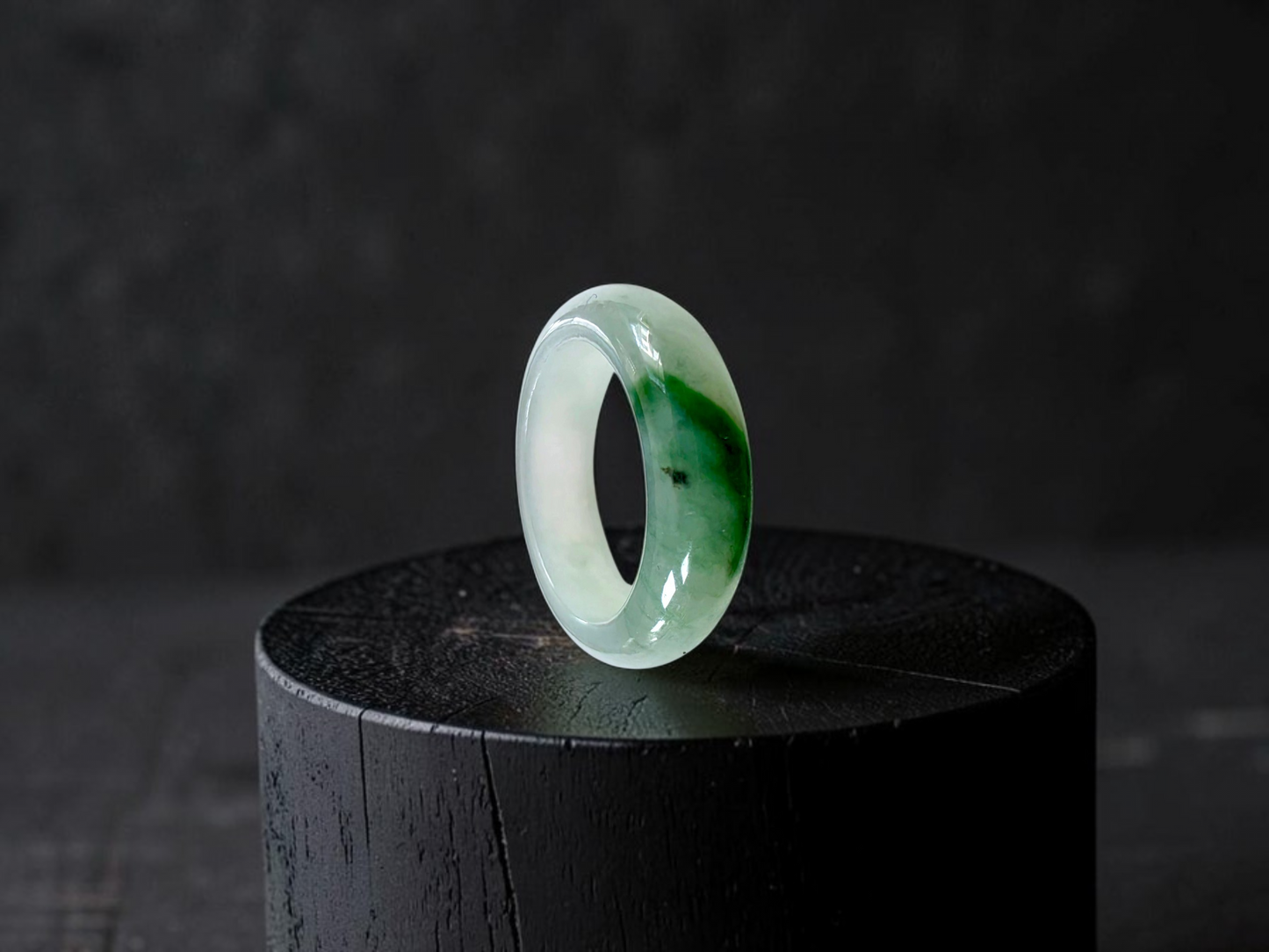 Master's Burmese Icy Green A-Jadeite Infinity Band Ring Size US 7.5 - 09029 - Certified