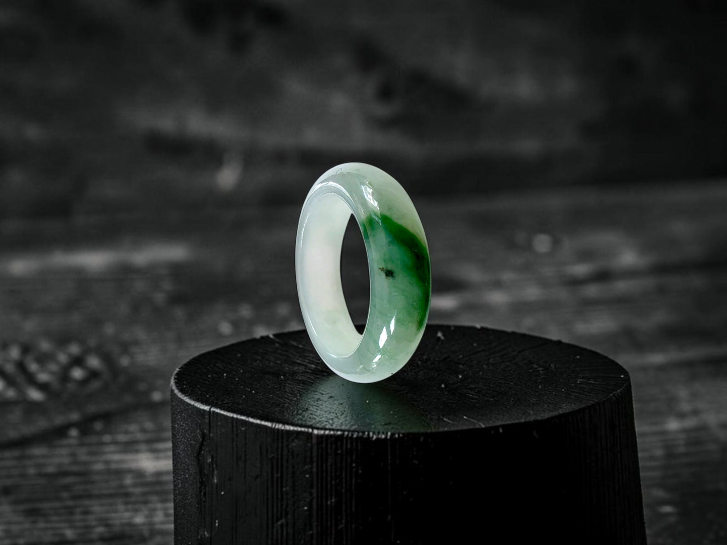 Master's Burmese Icy Green A-Jadeite Infinity Band Ring Size US 7.5 - 09029 - Certified