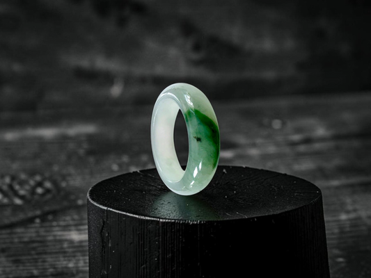 Master's Burmese Icy Green A-Jadeite Infinity Band Ring Size US 7.5 - 09029 - Certified